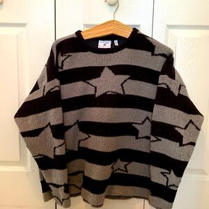 Oversized Black & Gray Star Sweater